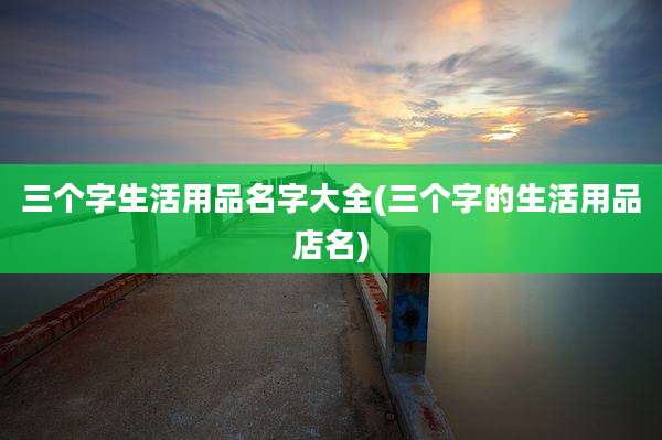三个字生活用品名字大全(三个字的生活用品店名)