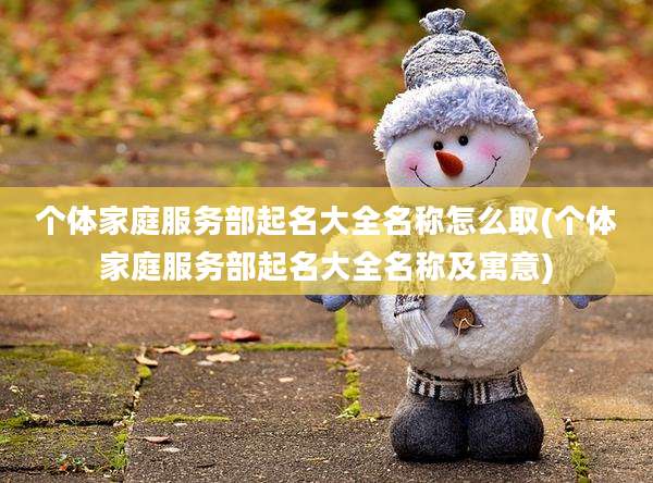 个体家庭服务部起名大全名称怎么取(个体家庭服务部起名大全名称及寓意)