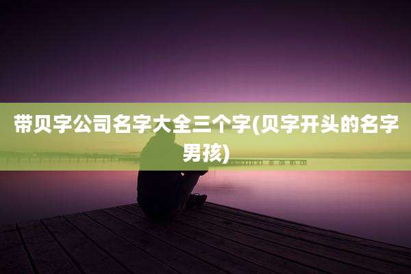 带贝字公司名字大全三个字(贝字开头的名字男孩)