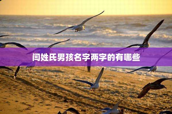 闫姓氏男孩名字两字的有哪些