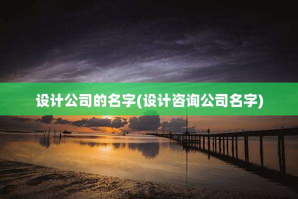 设计公司的名字(设计咨询公司名字)