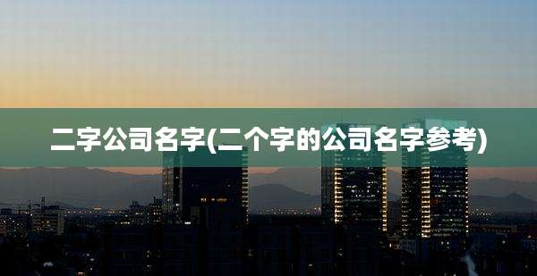 二字公司名字(二个字的公司名字参考)