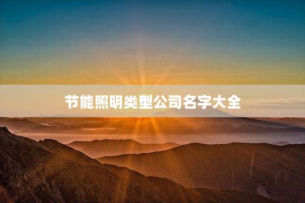 节能照明类型公司名字大全