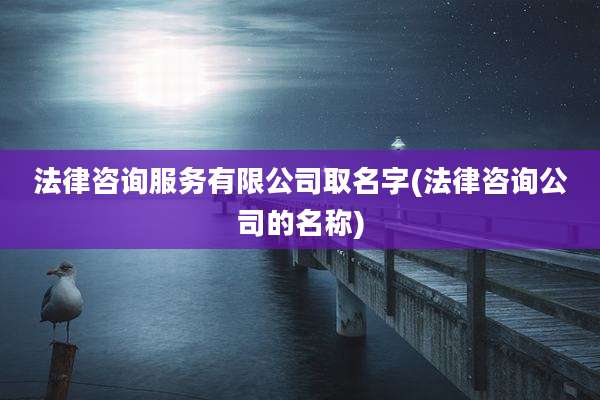 法律咨询服务有限公司取名字(法律咨询公司的名称)