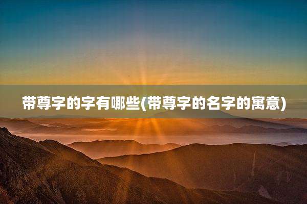 带尊字的字有哪些(带尊字的名字的寓意)