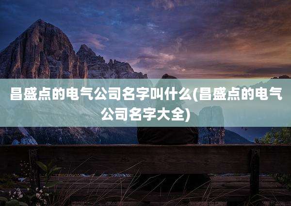 昌盛点的电气公司名字叫什么(昌盛点的电气公司名字大全)