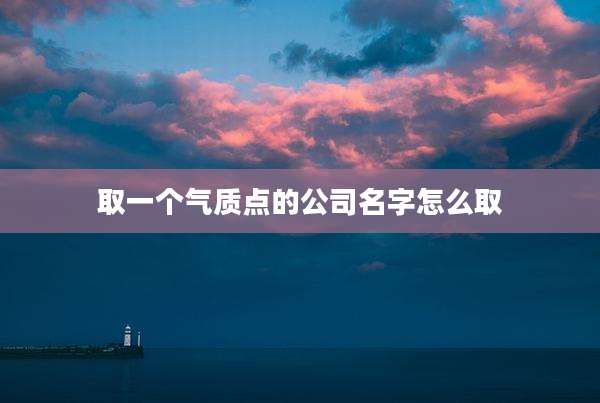 取一个气质点的公司名字怎么取