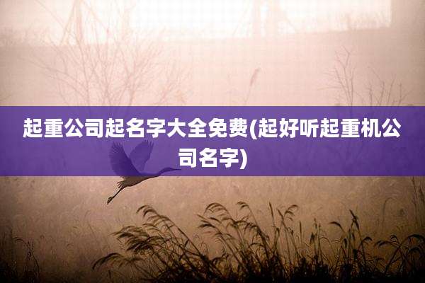 起重公司起名字大全免费(起好听起重机公司名字)