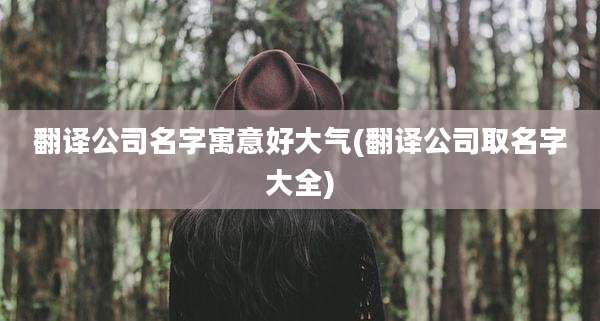 翻译公司名字寓意好大气(翻译公司取名字大全)