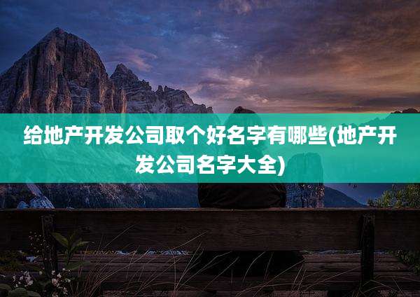 给地产开发公司取个好名字有哪些(地产开发公司名字大全)