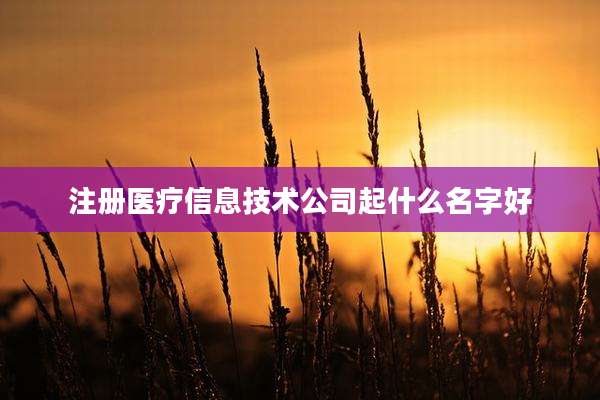 注册医疗信息技术公司起什么名字好