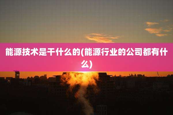 能源技术是干什么的(能源行业的公司都有什么)