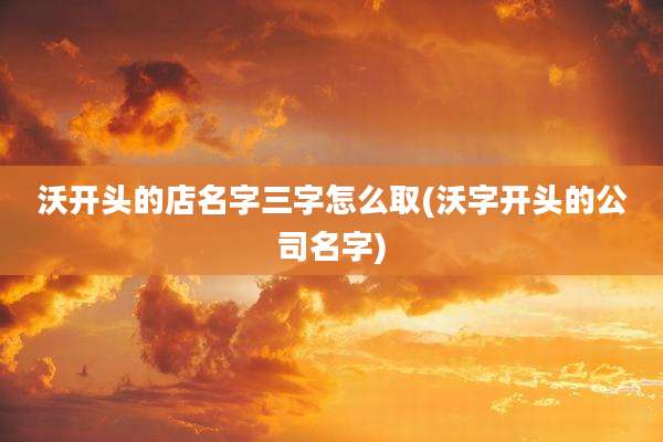 沃开头的店名字三字怎么取(沃字开头的公司名字)