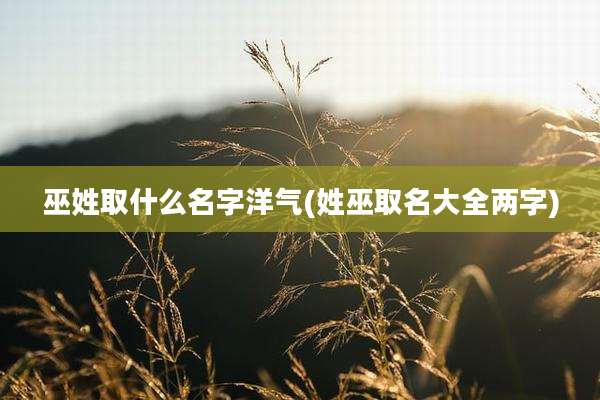 巫姓取什么名字洋气(姓巫取名大全两字)