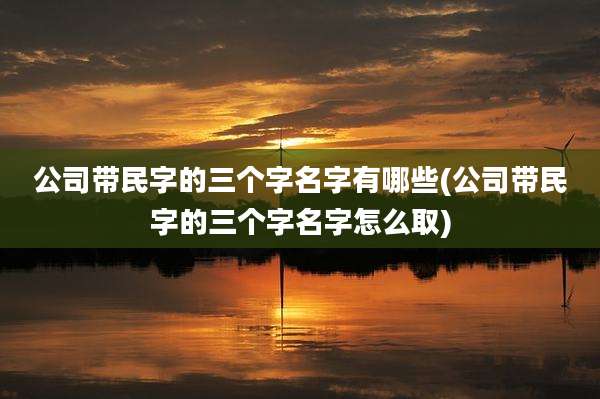 公司带民字的三个字名字有哪些(公司带民字的三个字名字怎么取)