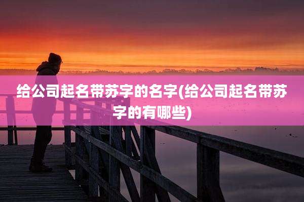 给公司起名带苏字的名字(给公司起名带苏字的有哪些)