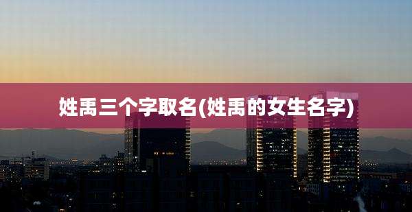 姓禹三个字取名(姓禹的女生名字)