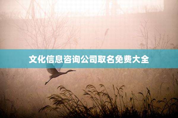 文化信息咨询公司取名免费大全