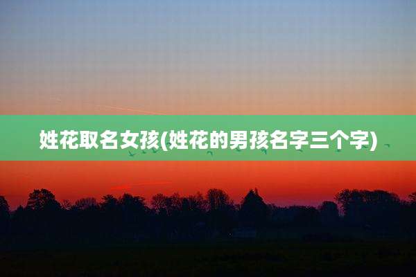 姓花取名女孩(姓花的男孩名字三个字)