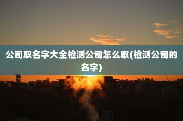 公司取名字大全检测公司怎么取(检测公司的名字)
