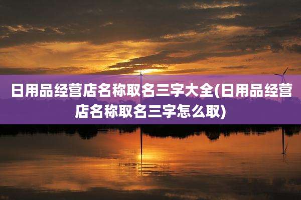 日用品经营店名称取名三字大全(日用品经营店名称取名三字怎么取)