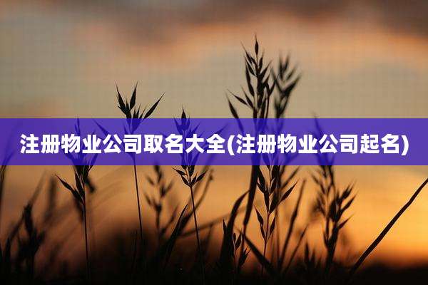 注册物业公司取名大全(注册物业公司起名)
