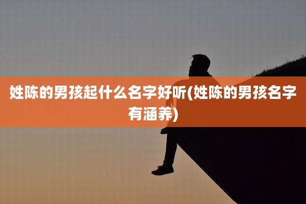 姓陈的男孩起什么名字好听(姓陈的男孩名字有涵养)