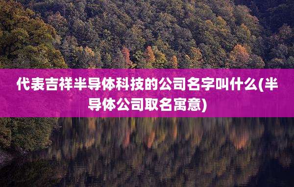 代表吉祥半导体科技的公司名字叫什么(半导体公司取名寓意)