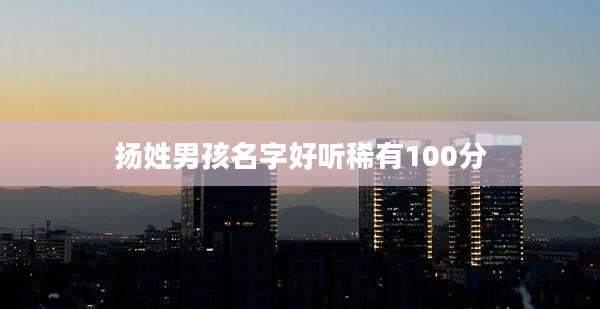扬姓男孩名字好听稀有100分