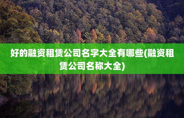 好的融资租赁公司名字大全有哪些(融资租赁公司名称大全)
