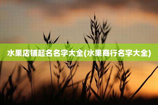 水果店铺起名名字大全(水果商行名字大全)