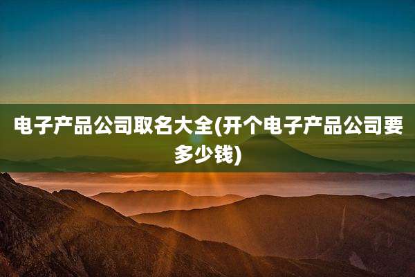 电子产品公司取名大全(开个电子产品公司要多少钱)