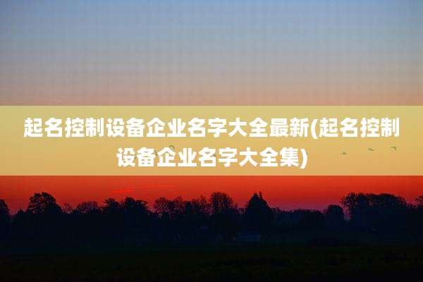 起名控制设备企业名字大全最新(起名控制设备企业名字大全集)