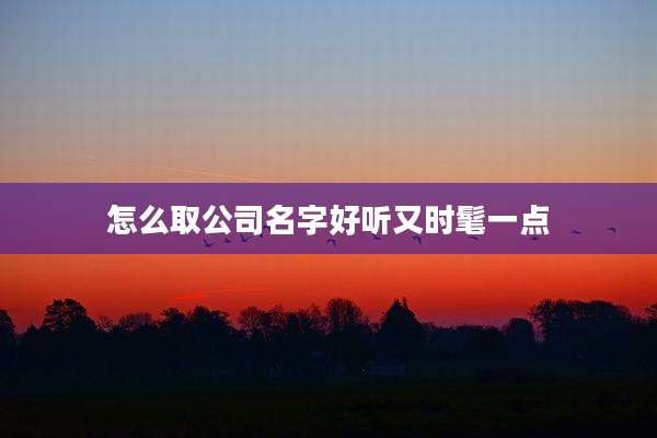 怎么取公司名字好听又时髦一点