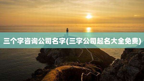 三个字咨询公司名字(三字公司起名大全免费)