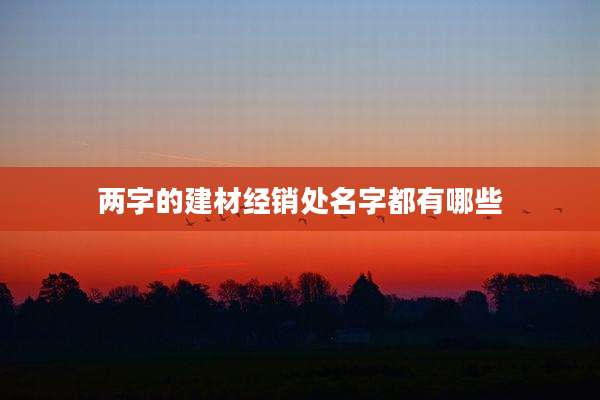 两字的建材经销处名字都有哪些