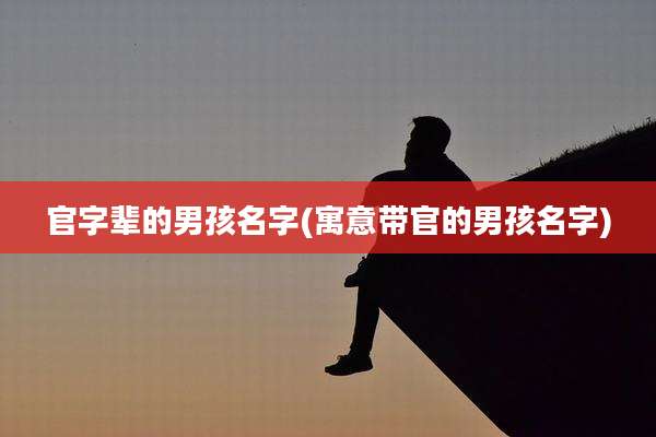 官字辈的男孩名字(寓意带官的男孩名字)