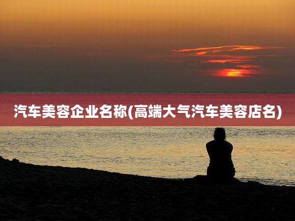 汽车美容企业名称(高端大气汽车美容店名)