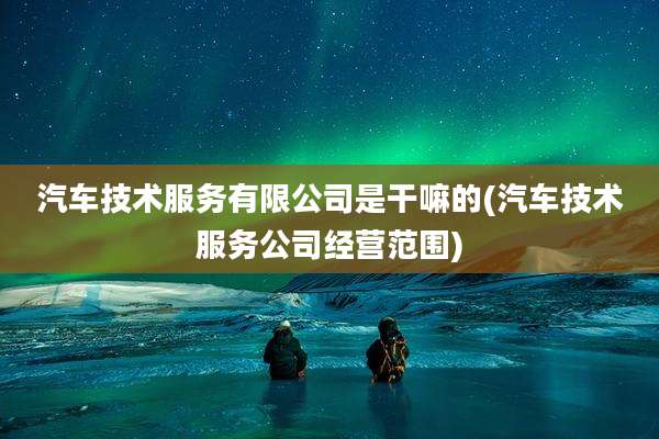 汽车技术服务有限公司是干嘛的(汽车技术服务公司经营范围)