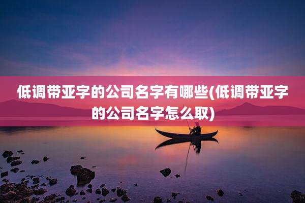 低调带亚字的公司名字有哪些(低调带亚字的公司名字怎么取)