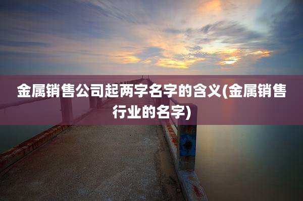 金属销售公司起两字名字的含义(金属销售行业的名字)