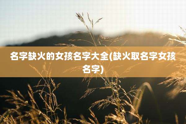 名字缺火的女孩名字大全(缺火取名字女孩名字)