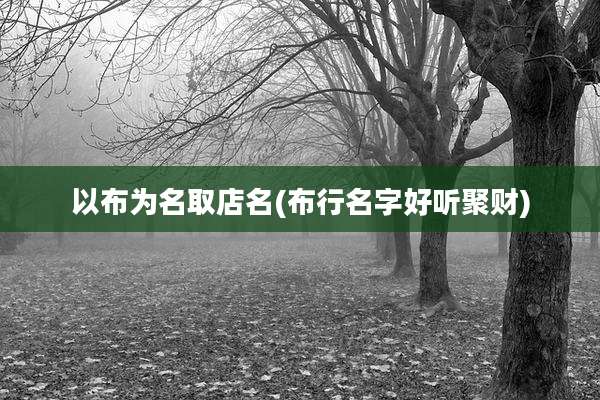 以布为名取店名(布行名字好听聚财)