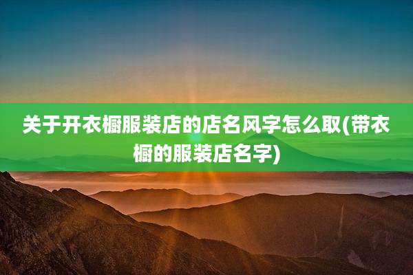 关于开衣橱服装店的店名风字怎么取(带衣橱的服装店名字)