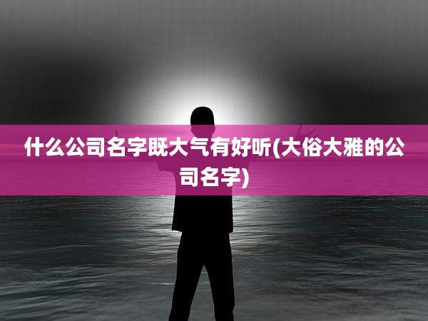 什么公司名字既大气有好听(大俗大雅的公司名字)