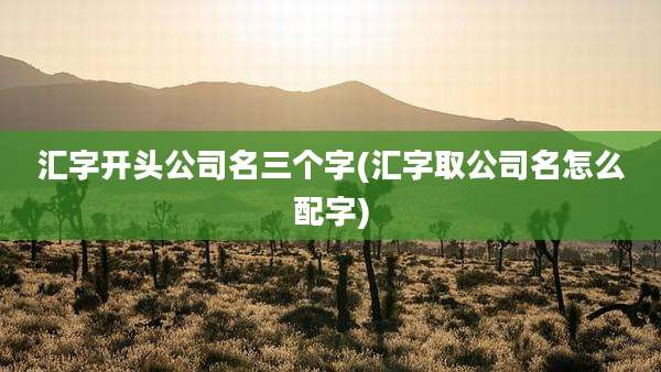 汇字开头公司名三个字(汇字取公司名怎么配字)