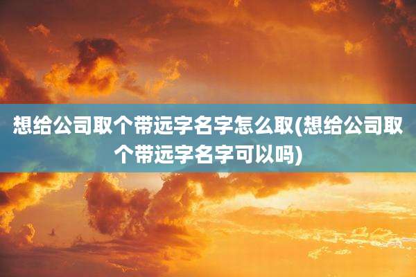想给公司取个带远字名字怎么取(想给公司取个带远字名字可以吗)