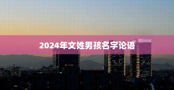 2024年文姓男孩名字论语