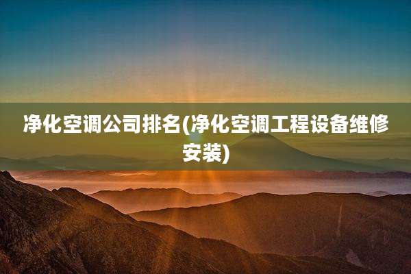 净化空调公司排名(净化空调工程设备维修安装)