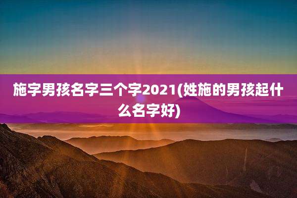 施字男孩名字三个字2021(姓施的男孩起什么名字好)